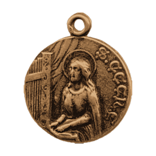 Vintage Bronze St. Cecilia with Harp Medal