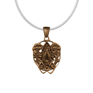 Vintage Bronze Our Lady of Lujan Medal with Flowers