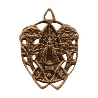 Vintage Bronze Our Lady of Lujan Medal with Flowers