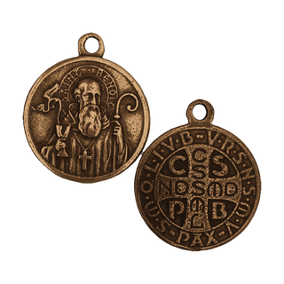 Vintage Bronze St. Benedict Medal with French Legend — reverse
