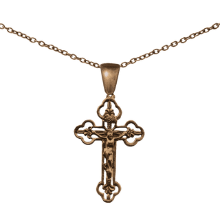 Vintage Bronze Philippine Lilies Openwork Crucifix