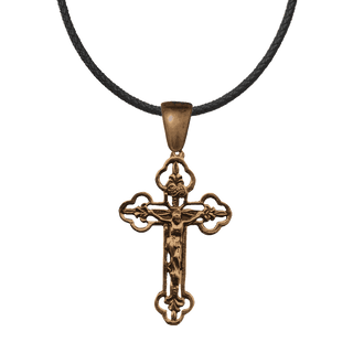 Vintage Bronze Philippine Lilies Openwork Crucifix