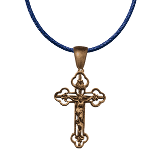 Vintage Bronze Philippine Lilies Openwork Crucifix