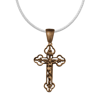Vintage Bronze Philippine Lilies Openwork Crucifix