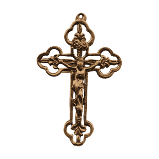 Vintage Bronze Philippine Lilies Openwork Crucifix