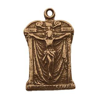 Vintage Bronze Draped Crucifixion Medal