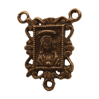 Vintage Bronze Sacred Heart Framed Rosary Center