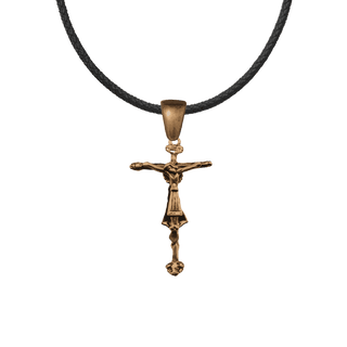 Vintage Bronze Lord of Miracles Two-Sided Crucifix