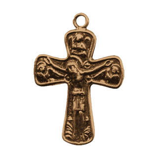 Vintage Bronze Orthodox Form Crucifix with Figures
