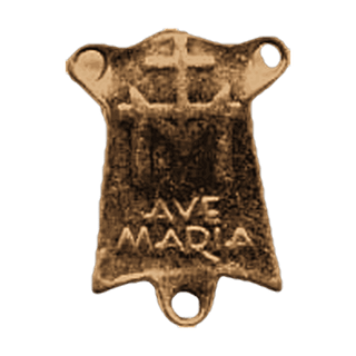 Vintage Bronze Ave Maria Rosary Center — reverse