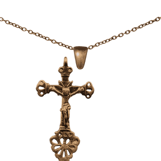 Vintage Bronze Child's Crucifix, Latin American Form