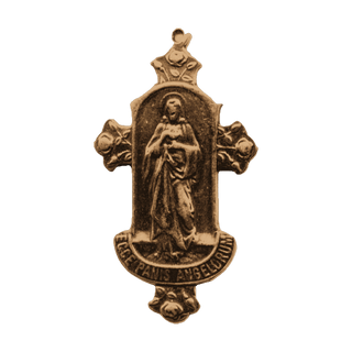 Vintage Bronze O Salutaris Hostia Monstrance Medal — reverse