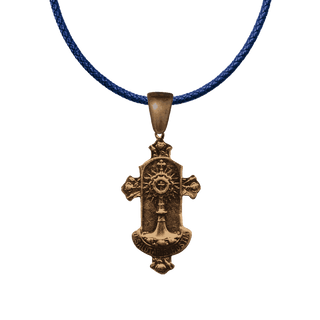 Vintage Bronze O Salutaris Hostia Monstrance Medal