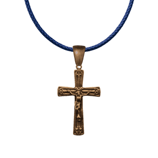 Vintage Bronze Art Deco Chevron Crucifix