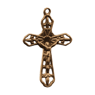Vintage Bronze Small Lilies Crucifix