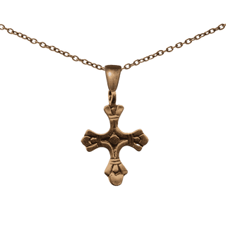 Vintage Bronze Budded Cross with Circle Center