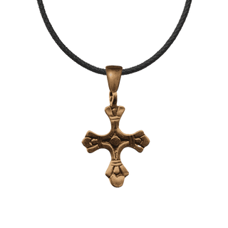 Vintage Bronze Budded Cross with Circle Center