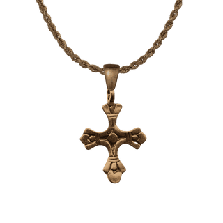 Vintage Bronze Budded Cross with Circle Center