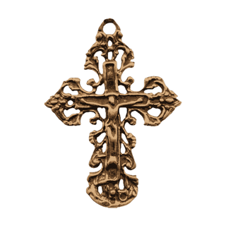 Vintage Bronze Lace and Filigree Crucifix, Small