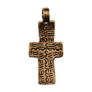 Vintage Bronze Coptic Cross with Etched Back