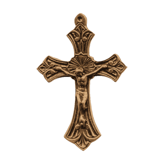 Vintage Bronze Scrolled Crucifix with Sunburst