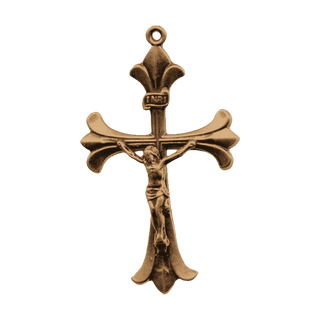 Vintage Bronze Elegant Flared Lily Crucifix