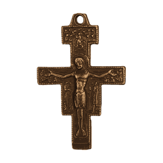 Vintage Bronze San Damiano Crucifix with the Assisi Blessing