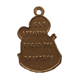 Vintage Bronze Saint Anthony of Padua Spanish Medal — reverse