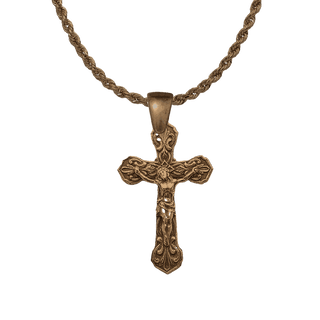 Vintage Bronze Delicate Filigree Crucifix