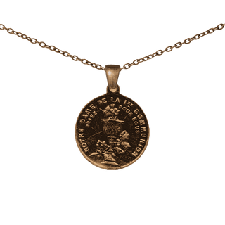 Vintage Bronze Notre Dame de la Premiere Communion Medal