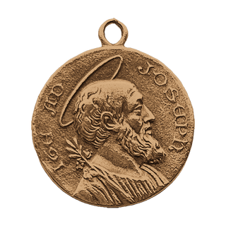 Vintage Bronze Saint Joseph Portrait Medal