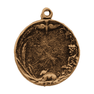 Vintage Bronze First Communion Medal with Dove and Lamb — reverse