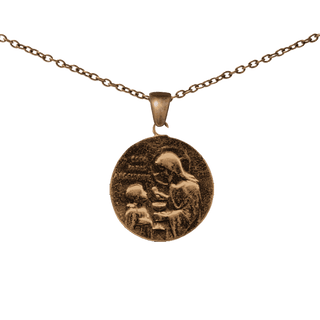 Vintage Bronze First Communion Medal with Dove and Lamb