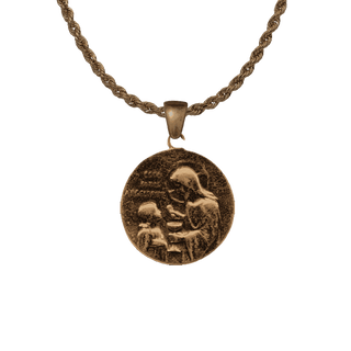 Vintage Bronze First Communion Medal with Dove and Lamb