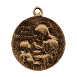 Vintage Bronze First Communion Medal with Dove and Lamb