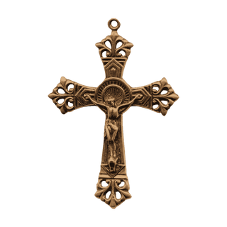 Vintage Bronze Double Nimbus Crucifix, Large