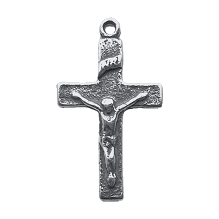 Vintage White Bronze Simple Christening Crucifix, 7/8 inch
