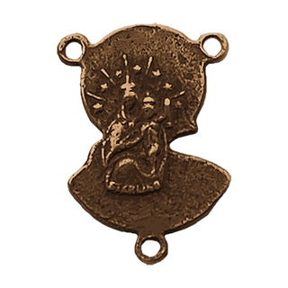 Vintage Bronze Profile of Christ Rosary Center, Etched — reverse
