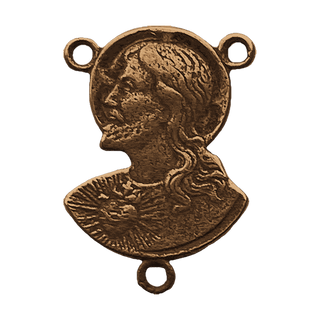 Vintage Bronze Profile of Christ Rosary Center, Etched
