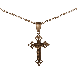Vintage Bronze Openwork Crucifix with Buds