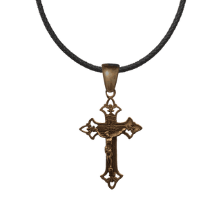 Vintage Bronze Openwork Crucifix with Buds