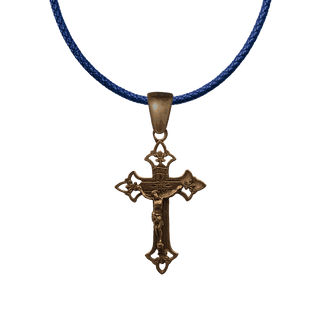 Vintage Bronze Openwork Crucifix with Buds