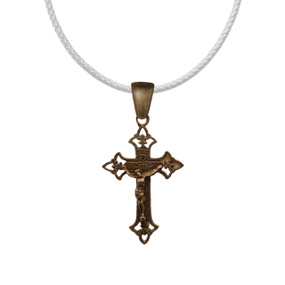 Vintage Bronze Openwork Crucifix with Buds