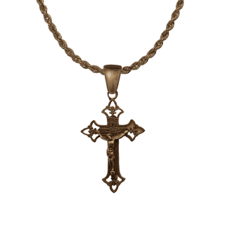 Vintage Bronze Openwork Crucifix with Buds