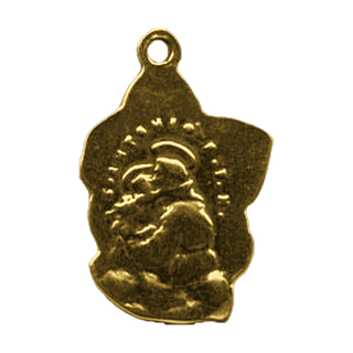 Vintage Yellow Bronze Flower and St. Anthony Medal — reverse
