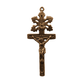 Vintage Bronze Radiant Rays Crucifix with INRI Scroll