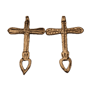 Vintage Bronze Mexican Cross with Open Heart