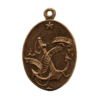Vintage Bronze Stella Maris Medal, Oval — reverse