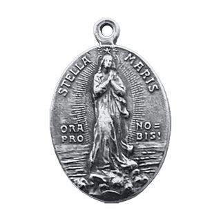 Vintage Sterling Silver Stella Maris Medal, Oval