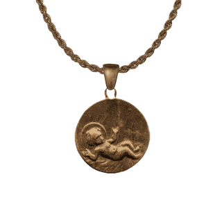 Vintage Bronze Christ Child in the Manger Medal